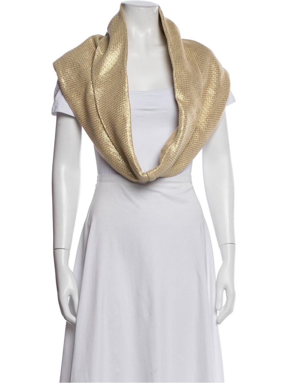 Marchesa Notte Gold Wool Infinity Scarf